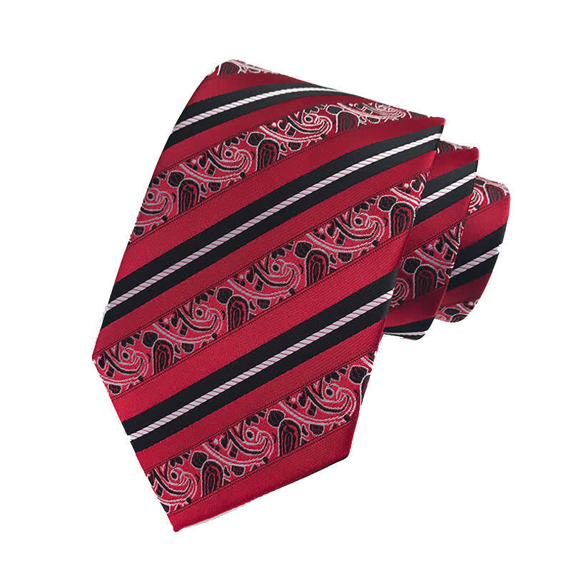 Cravatta a righe Paisley Mix da uomo - Rosso - image 0
