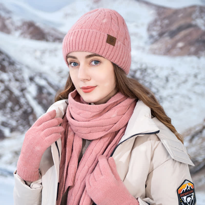 Set di 3 pezzi unisex di caldo cappello sciarpa guanti - image 2