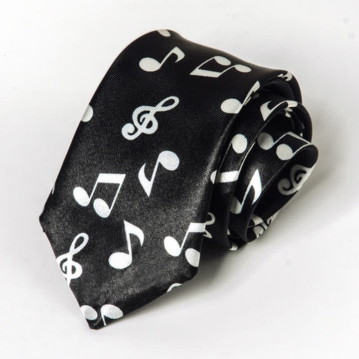 Cravatta da uomo con nota musicale per pianoforte - Nota in bianco e nero - image 7