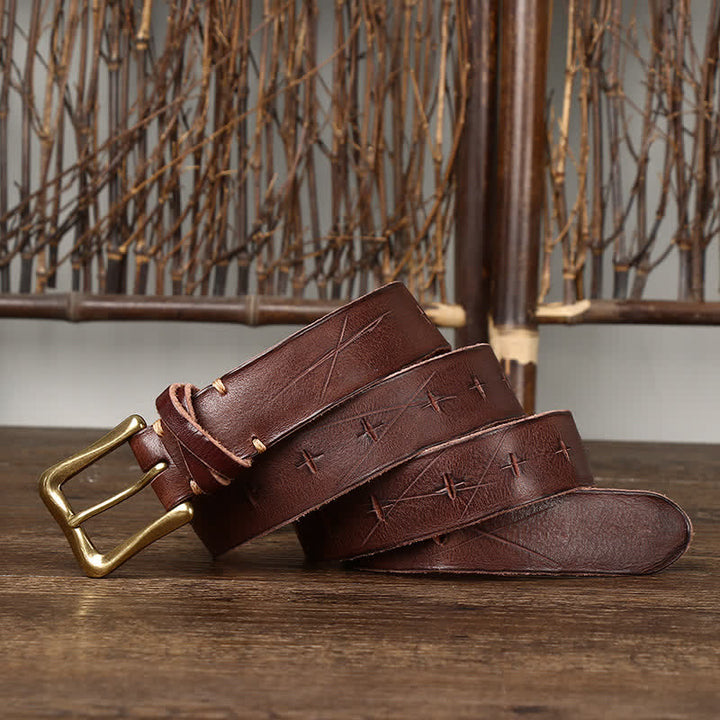 Cintura in pelle vintage da uomo con intaglio crack - image 7