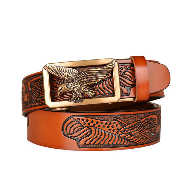 Cintura in pelle goffrata con fibbia Hollow Eagle da uomo - image 0