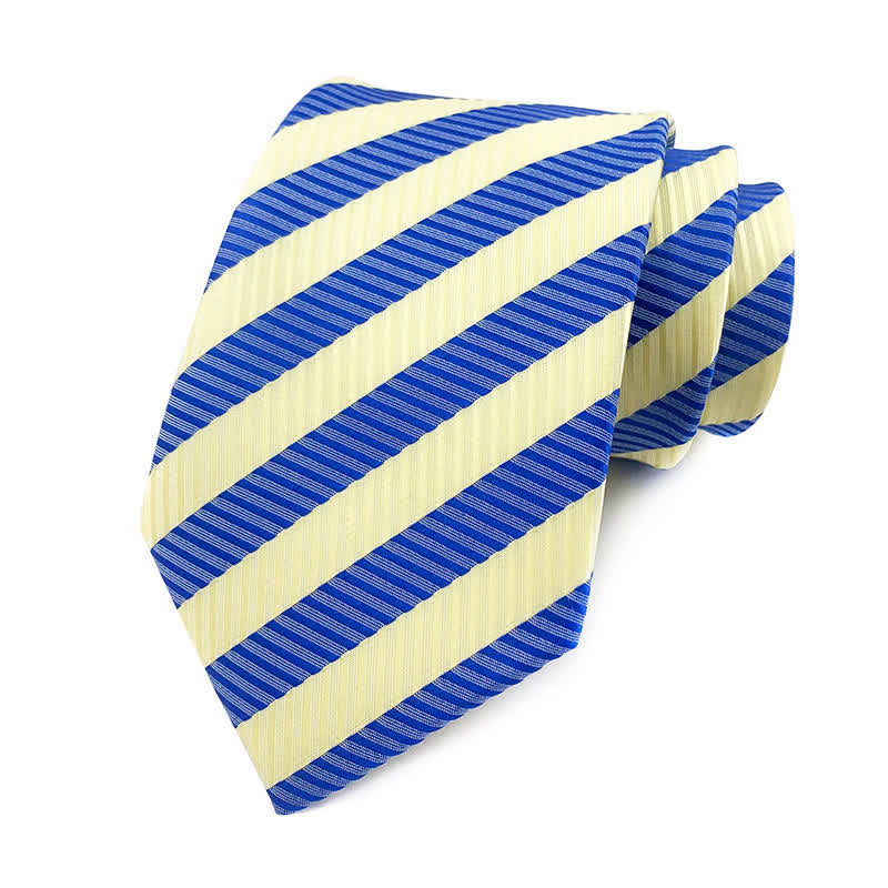 Cravatta a righe urbane preppy da uomo - Beige e blu - image 3