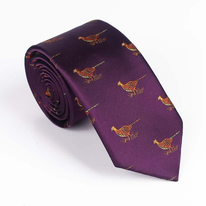 Cravatta ricamata con uccello volante da uomo - Fagiano - Viola - image 15