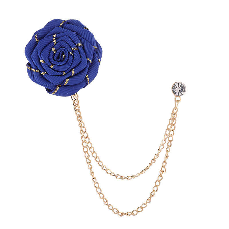 Spilla a catena con rose floreali da uomo - Blu Reale - image 11