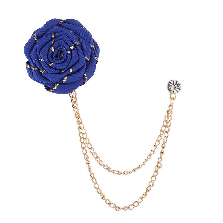 Spilla a catena con rose floreali da uomo - Blu Reale - image 11