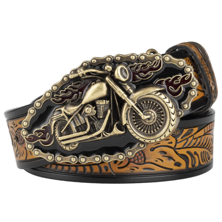 Cintura da motociclista in pelle punk rock da uomo - Giallo / Oro - 46 - image 10