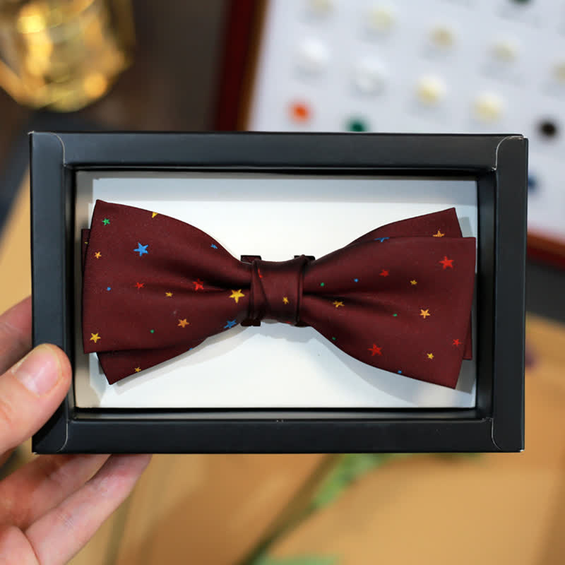 Papillon da uomo con stelle scintillanti colorate bordeaux - Stile n. 1 - image 2
