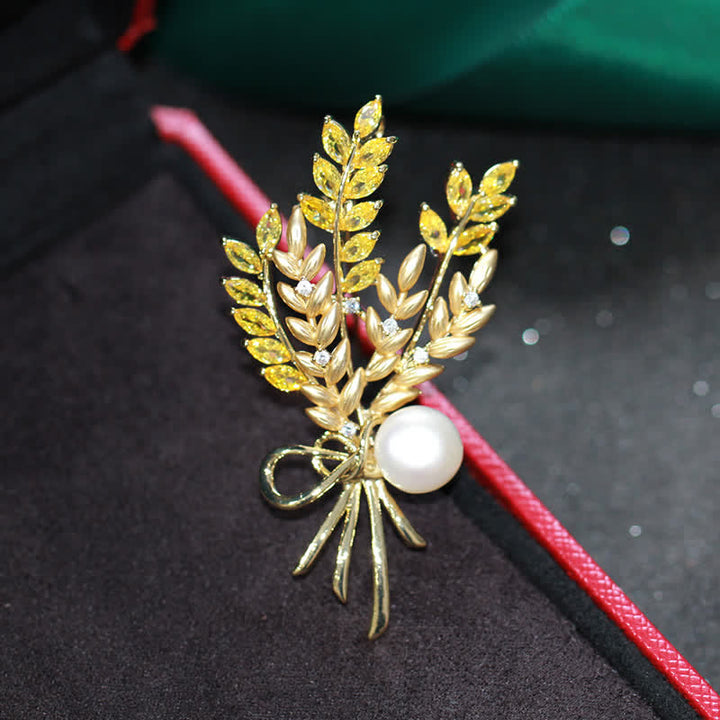 Spilla da donna con spiga di grano e zirconi abbaglianti - image 2