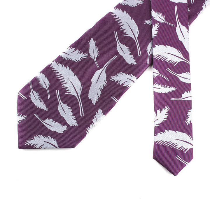 Cravatta da uomo in jacquard con stampa di piume - image 2