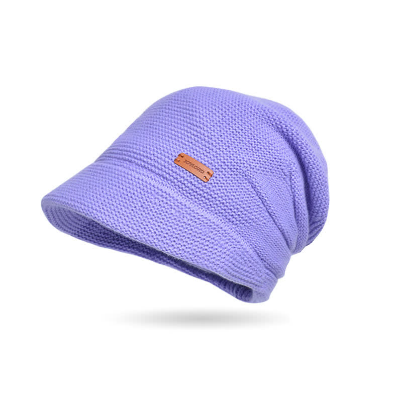 Cappello da donna lavorato a maglia con tesa larga e toppa a forma di lettera - Viola - Regolabile (circa 21 5/8"-23 5/8") - image 10