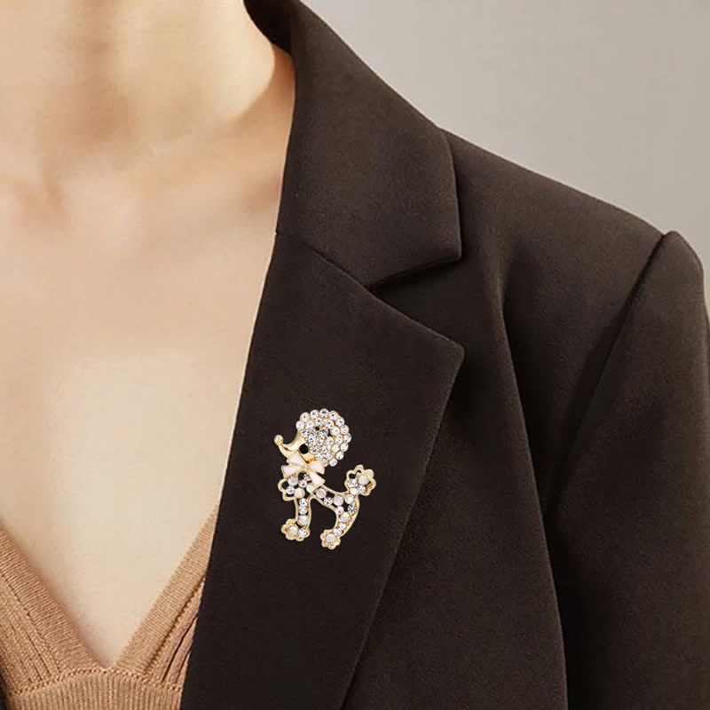 Spilla da donna a forma di cucciolo di barboncino con fiocco - image 1