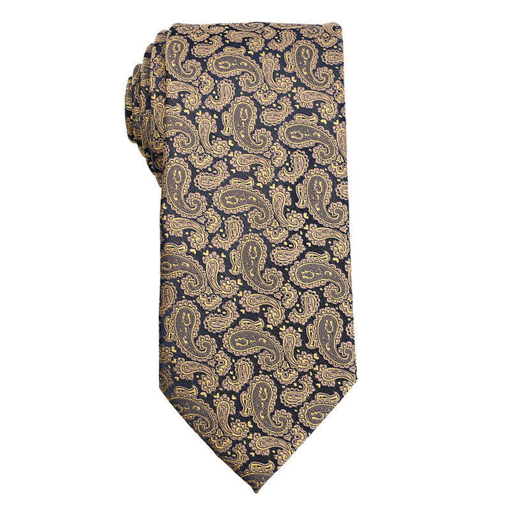 Cravatta da uomo con motivo floreale Paisley della serie Gold Orange - Paisley dorato - image 2