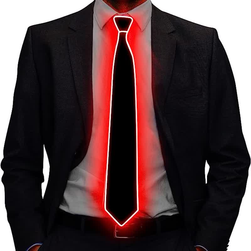 Cravatta luminosa colorata con LED al neon divertente - Rosso - image 5