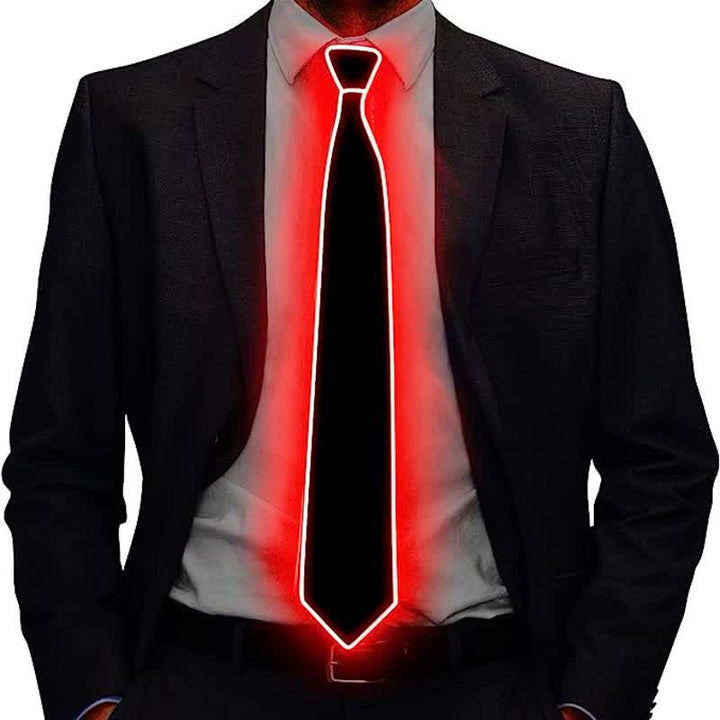 Cravatta luminosa colorata con LED al neon divertente - Rosso - image 5