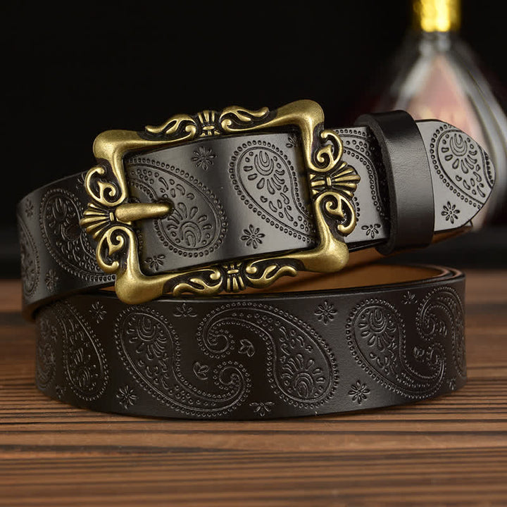 Cintura decorativa in pelle floreale retrò da donna - Stile n. 1 - Nero - 40 - image 0