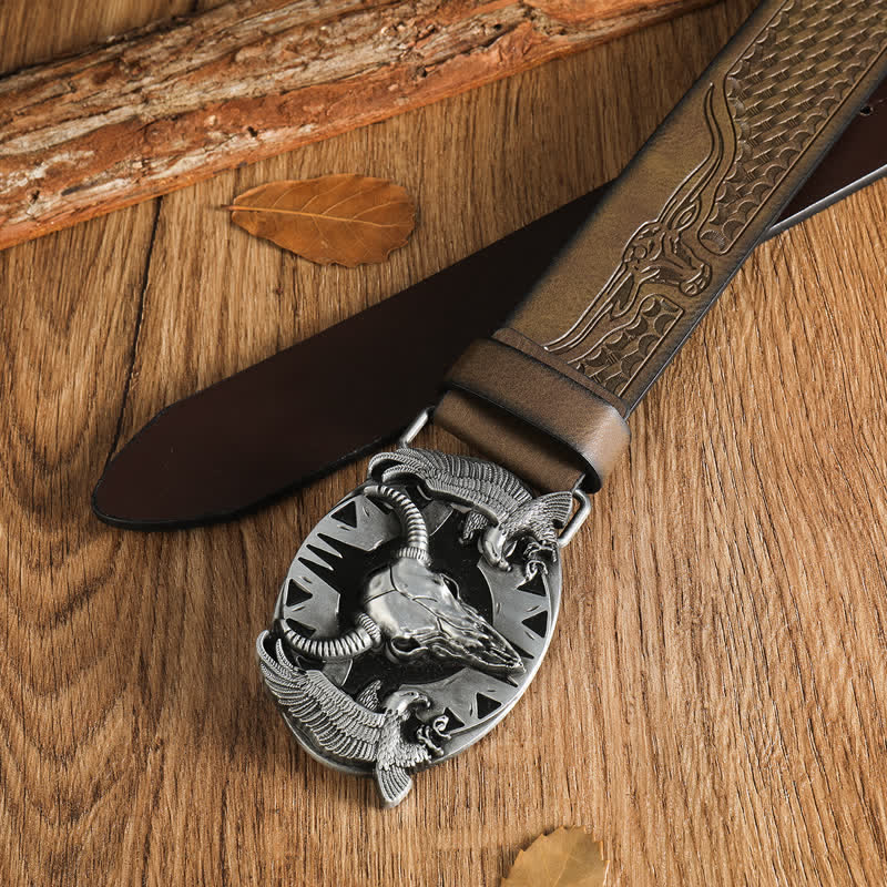 Cintura in pelle vintage Bull & Dual Eagles da uomo - image 15