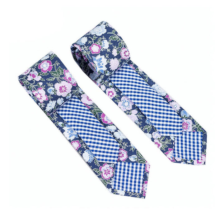 Cravatta da uomo con motivo patchwork floreale a quadri - Floreale blu - image 36