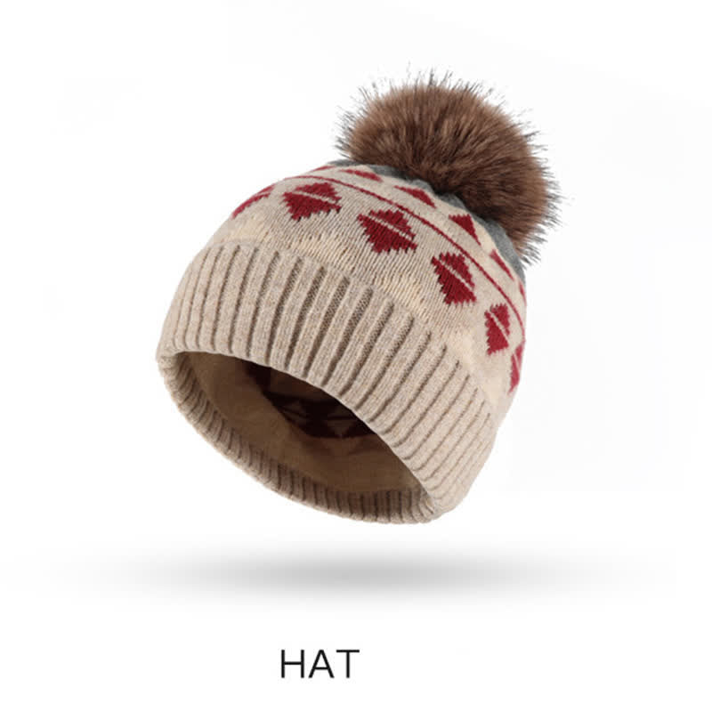 Set di 3 cappelli, sciarpe e guanti con motivo a triangolo da donna - image 2