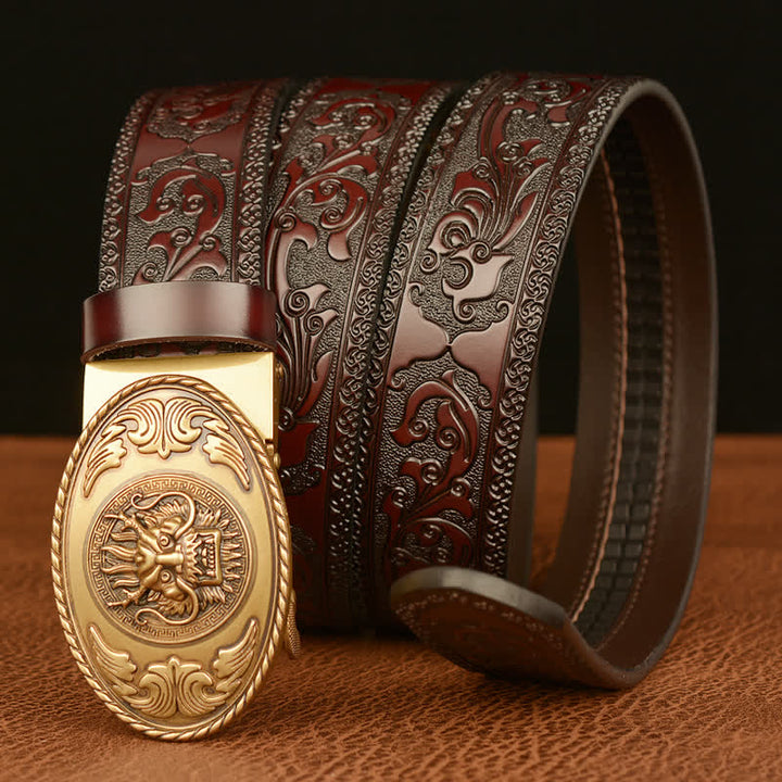 Cintura in pelle con fibbia ellittica a forma di drago da uomo - image 1