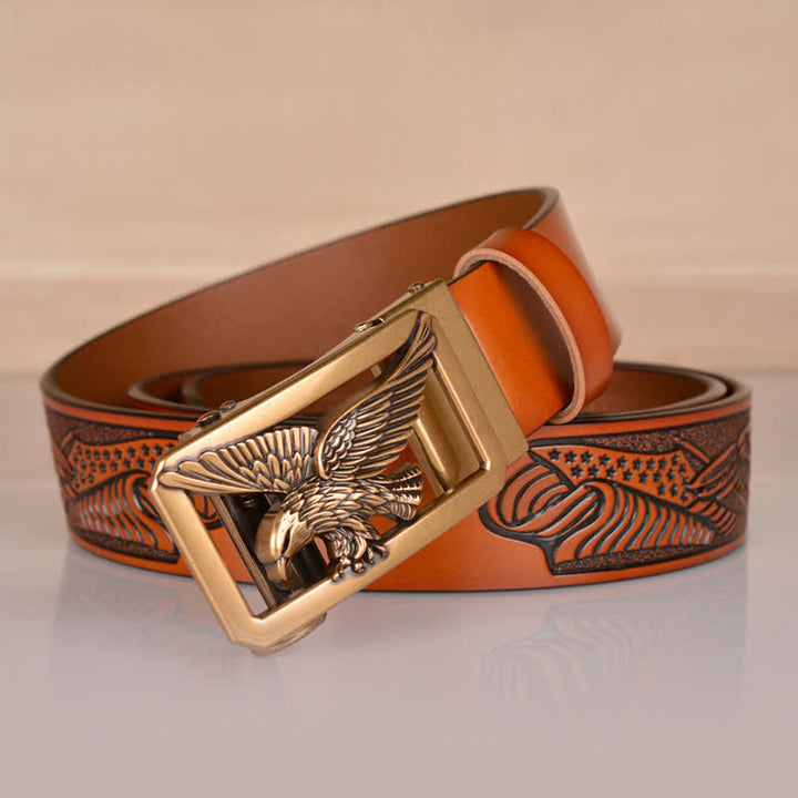Cintura in pelle goffrata con fibbia Hollow Eagle da uomo - image 1