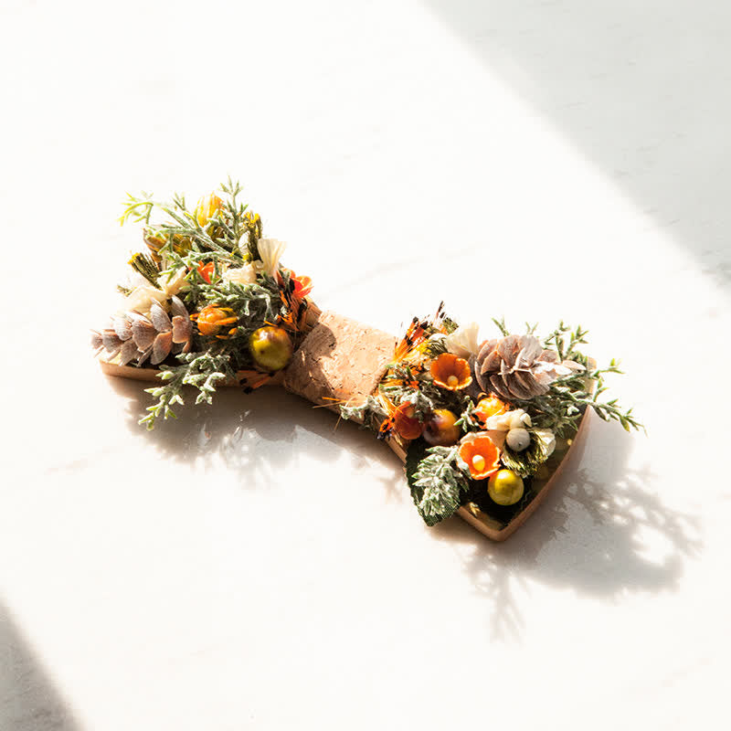 Papillon in legno con bouquet arancione della foresta da uomo - image 1