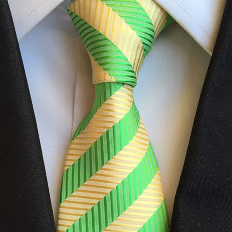 Cravatta a righe colorate di classe da uomo - Verde e giallo - image 6
