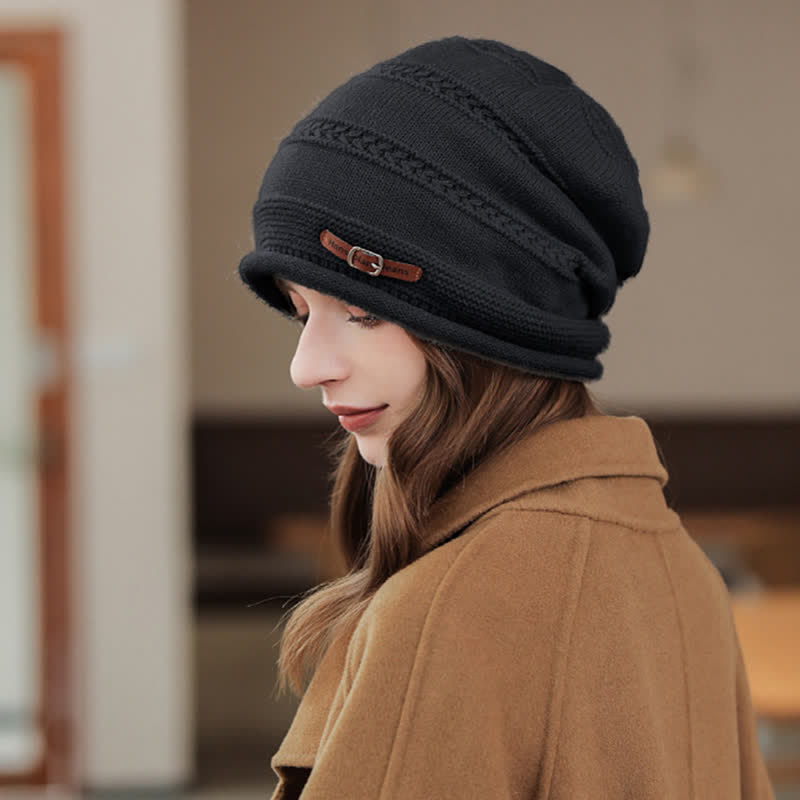 Cappello invernale da donna ripiegabile in pile lavorato a maglia - image 7