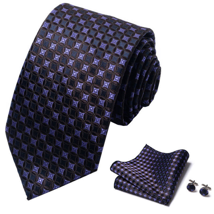Set di 3 cravatte geometriche viola e marrone da uomo - image 1