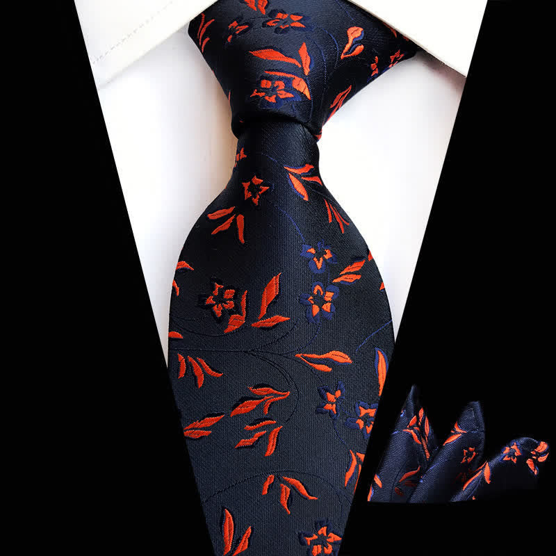 Set di 2 cravatte floreali con fiamma ardente da uomo - Marrone - image 0