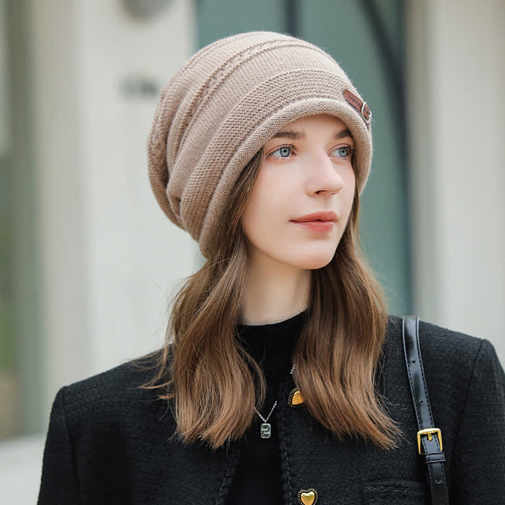 Cappello invernale da donna ripiegabile in pile lavorato a maglia - image 9