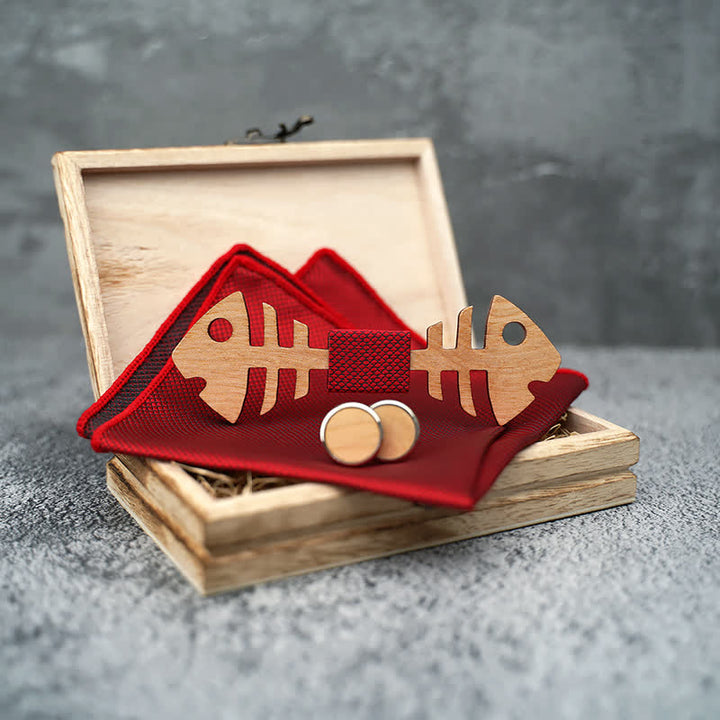 Set di 3 papillon in legno a spina di pesce da uomo - image 1