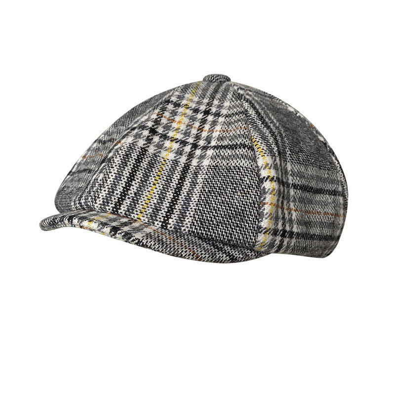 Berretto da giornalaio a quadri grigi e strisce gialle - Grigio - XL (24"-24 1/2") - image 0