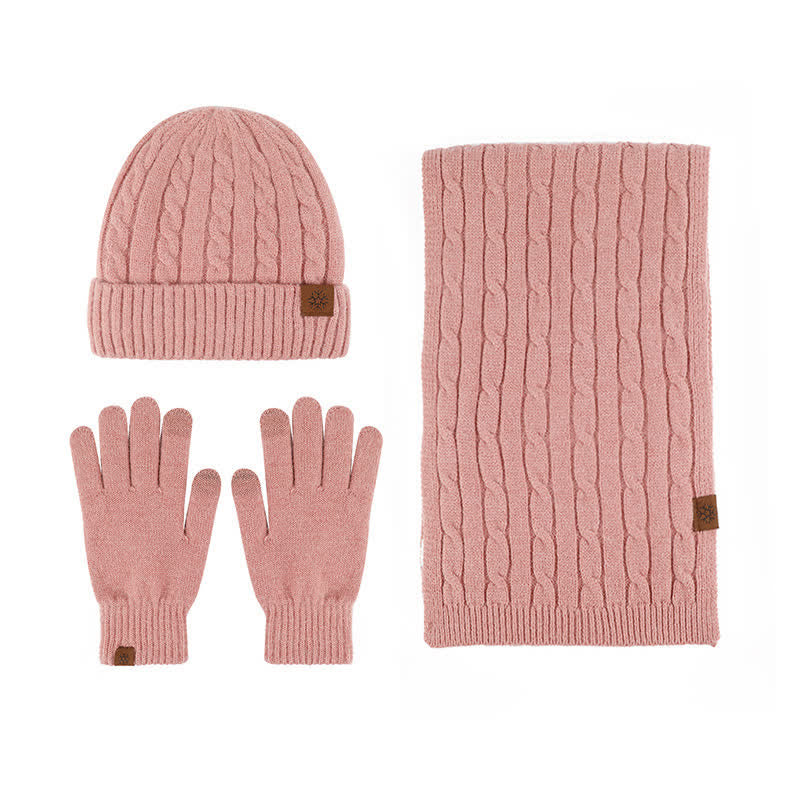 Set di 3 pezzi unisex di caldo cappello sciarpa guanti - Rosa - Regolabile (21 1/4"-22 7/8") - image 1