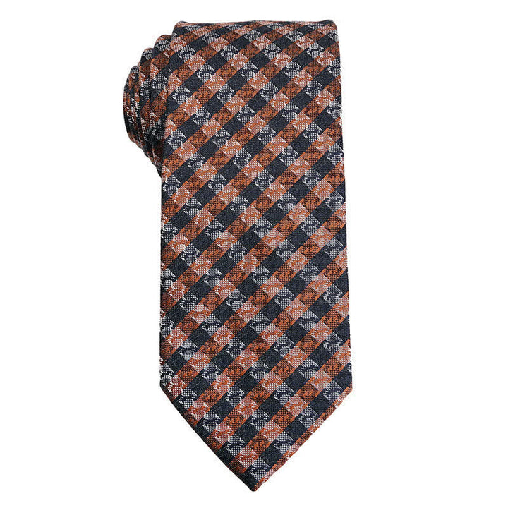 Cravatta da uomo con motivo floreale Paisley della serie Gold Orange - Plaid da caffè - image 9