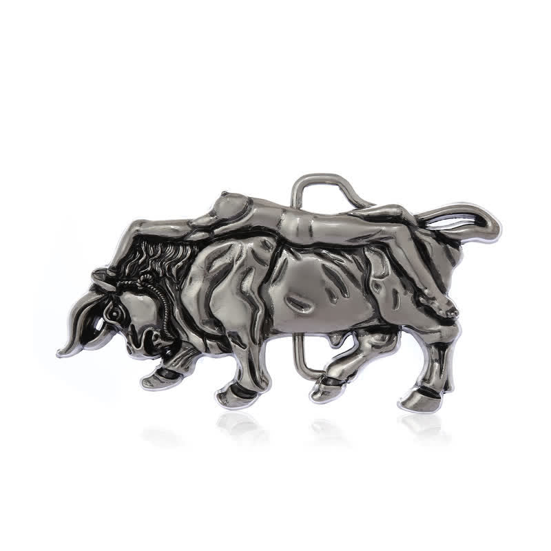 Cintura in pelle con fibbia a forma di toro in argento autentico fai da te da uomo - image 3