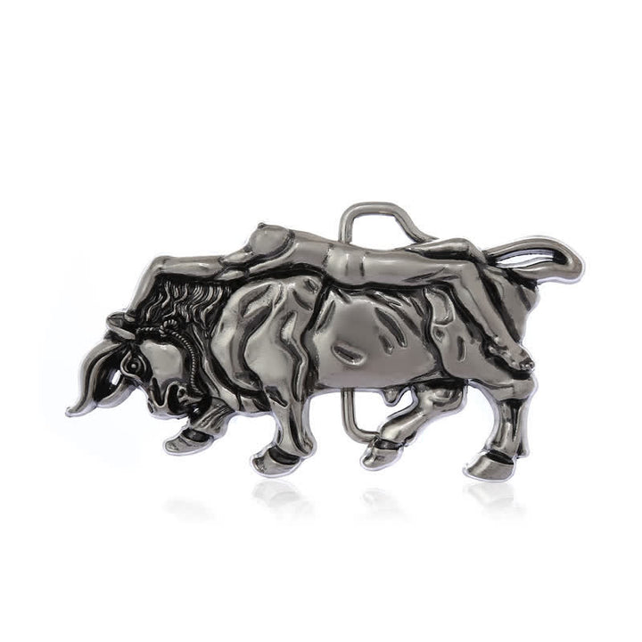 Cintura in pelle con fibbia a forma di toro in argento autentico fai da te da uomo - image 3