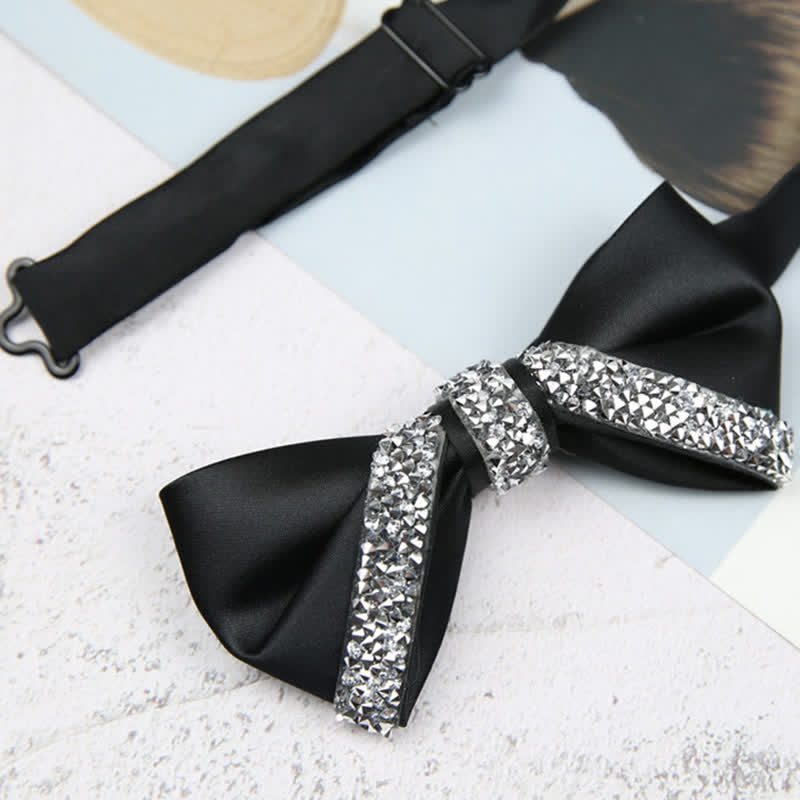 Papillon da sposa con strass scintillanti da uomo - Nero - image 7