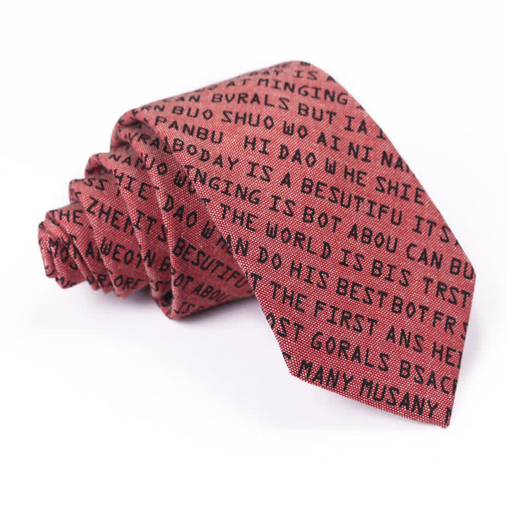 Cravatta casual creativa da uomo con lettere inglesi - Rosso - image 9