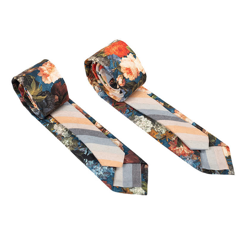 Cravatta da uomo con motivo patchwork floreale a quadri - Floreale arancione - image 38