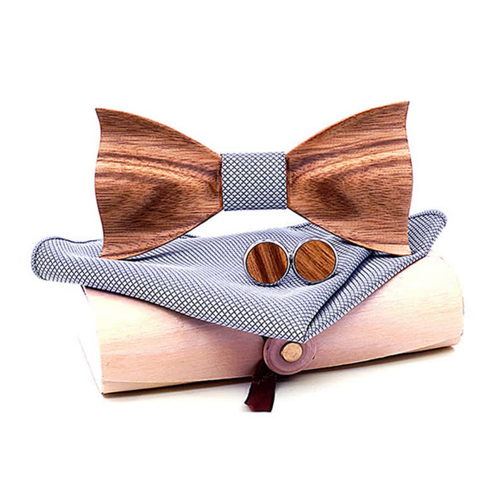 Set di 3 cravatte a farfalla in legno semplici e classiche da uomo - Grigio - Stile n. 1 - image 8