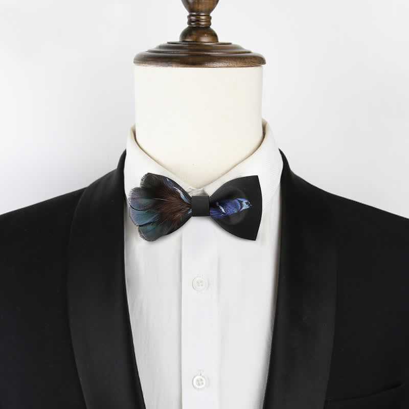 Papillon con piume di gazza blu e nero - image 1