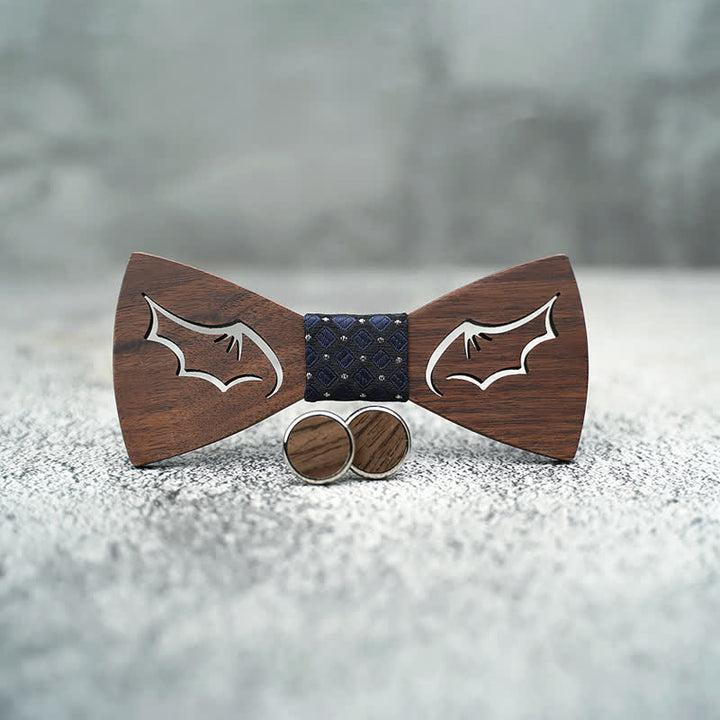 Set di 3 papillon in legno con ali di demone da uomo - image 1