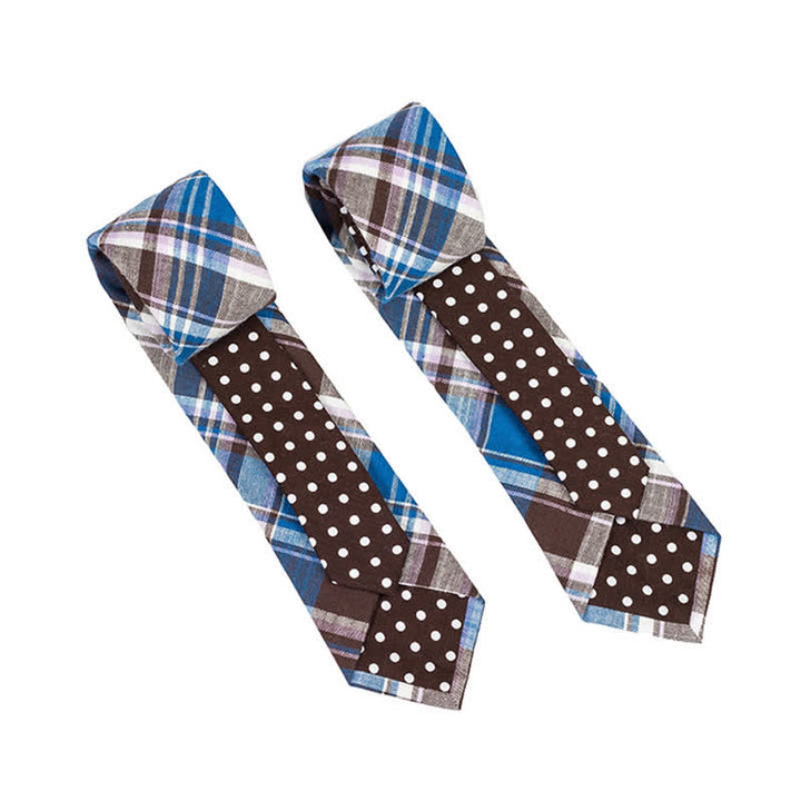 Cravatta da uomo con motivo patchwork floreale a quadri - Plaid da caffè - image 31
