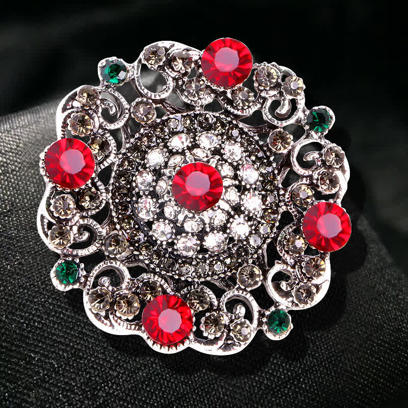 Spilla da donna con fiore cavo in stile barocco - Rosso - image 0