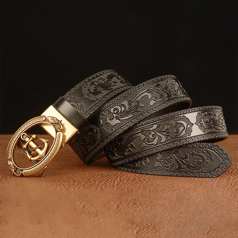 Cintura in pelle con fibbia ad ancora nautica da uomo - image 11