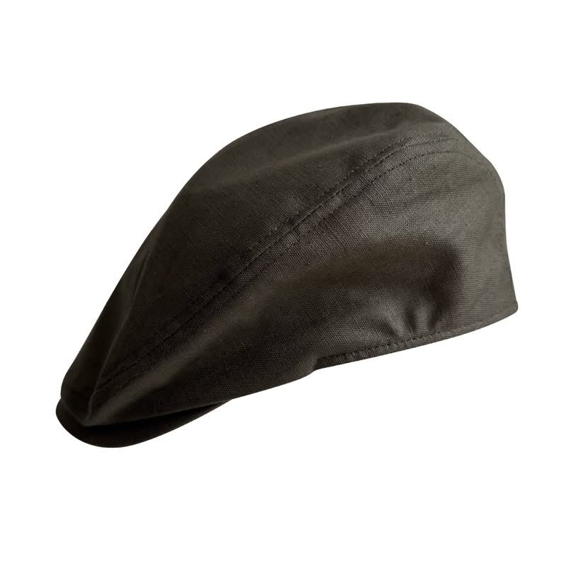 Berretto piatto traspirante verde militare in lino - image 4