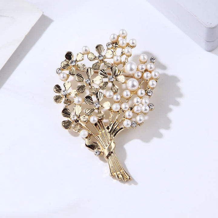 Spilla da donna con bouquet di fiori d'oro e perle - image 4