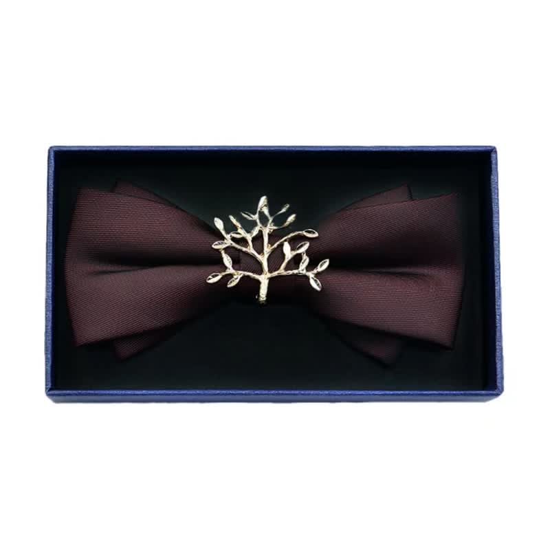 Papillon da uomo in metallo opaco con strass - Albero - Borgogna - image 13