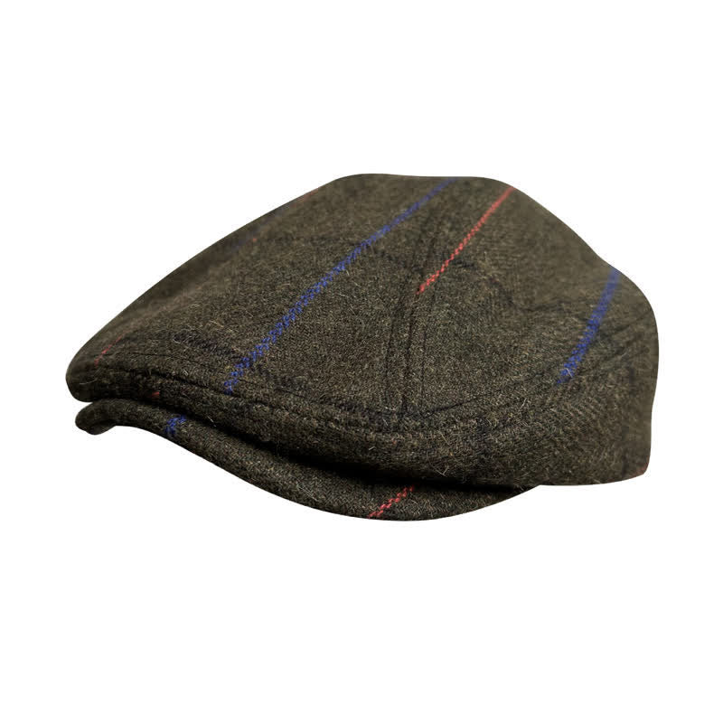 Berretto basco vintage a strisce blu-arancio oliva - image 1