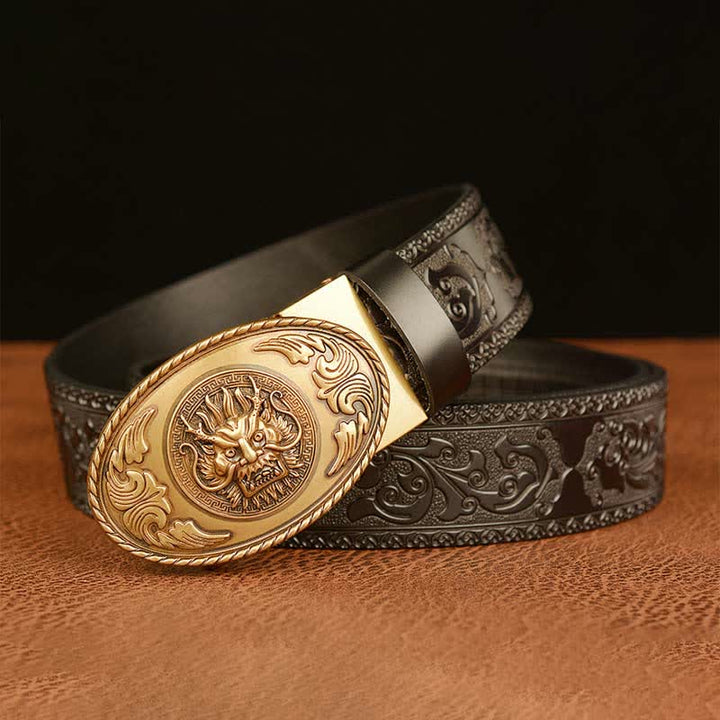 Cintura in pelle con fibbia ellittica a forma di drago da uomo - image 11